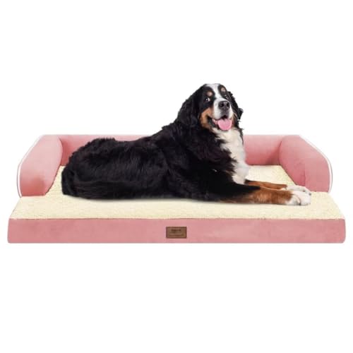 Orthopädisches waschbares großes Hundebett, rosa Hundebetten mit abnehmbarem Bezug, großes XXXL Haustier Hund mit Nackenrolle, waschbares Hundebett Sofa mit orthopädischem Eierschaum für mittelgroße Orthopädisches waschbares großes Hundebett, rosa Hundebetten mit abnehmbarem Bezug, großes XXXL Haustier Hund mit Nackenrolle, waschbares Hundebett Sofa mit orthopädischem Eierschaum für mittelgroße von MEKIY