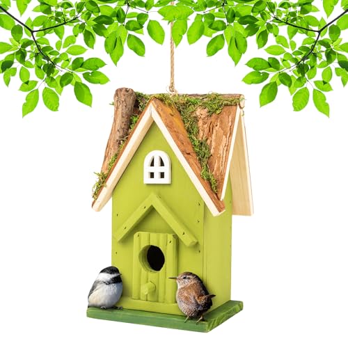 MEKKAPRO Rustikales handgefertigtes Vogelhaus aus Holz mit natürlichen Details - Einladendes Gartensanctuary für Vögel von MEKKAPRO