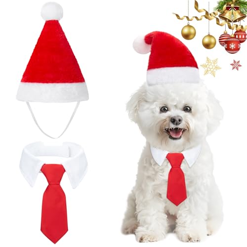 MELLIEX 2 Stück Weihnachten Hundekostüm, Hunde Katzen Weihnachtsmützen und Krawatte Weihnachtskostüm Zubehör Set für Haustier MELLIEX 2 Stück Weihnachten Hundekostüm, Hunde Katzen Weihnachtsmützen und Krawatte Weihnachtskostüm Zubehör Set für Haustier von MELLIEX