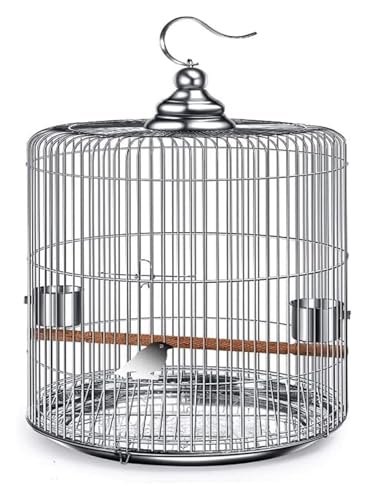 Bird Cagesolid Große Vogelkäfige Edelstahl Vogelkäfig Einfacher runde Vogelkäse Kreative Vogelträger Vogelhausträger for Garten im Freien (29 * 33 cm) von MEMEM