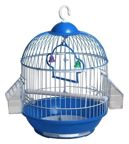 Bird Cagesolid Leichte Gewicht Vogelkäfig tragbare Reisebandkäfig Vogelkäfig mit rollender Ständer Outdoor -Vogelhausträger mit Feeder (blau) von MEMEM
