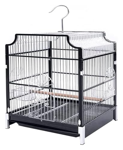 Bird Cagesolid Outdoor Vogelkäfige Metall großer Vogelkäfig tragbarer Vogelkäfigquadrathänge Bird House Carrier Großartig for Sittiche Lovebirds (schwarz) von MEMEM