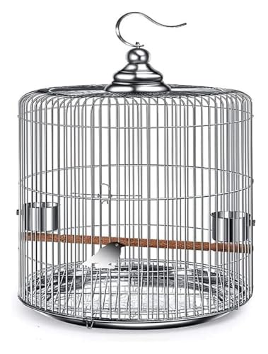 Bird Cagesolid Round Vogelkäfige Schmiedeeisen Vogelkäse Großer Edelstahl Vogelkäfig tragbare Vogelträger Einfaches Vogelhaus for den Außenbereich (32 cm/12,5 Zoll) von MEMEM