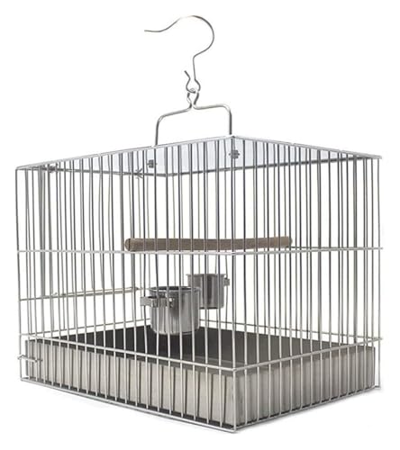 Bird Cagesolid Vogelkäfig Edelstahl Vogel Käfig tragbarer Papagei Perlbirdkäfig for Lovebirds Finken Papageien Vogelkäfig (10,6 "" L x 7,9 "" W x 9,5 "" H) von MEMEM