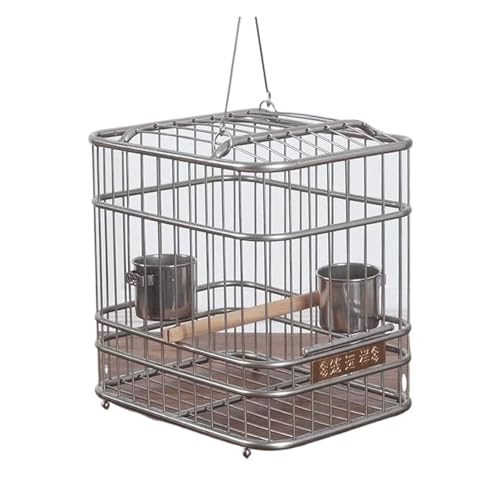 Bird Cagesolid Vogelkäfige Schmiedeeisen Vogelkäfig mit Griff Hängenden Vogelhausträger tragbare Vogelkäfig Silber Vogelkäfige for Heimkiste (klein) von MEMEM