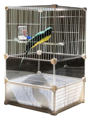 Bird Cagesolid White Decorative Vogelkäfige Eisen -Papagei -Käfig mit transparenter Basis -Stange -Wasserer -Feeder (Weiß 75 cm) von MEMEM