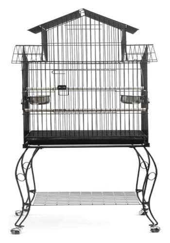 Bird Cagesolid große Vogelträger Metall Vogel Käfig mittelgroße Papageien Flugkäfig Abnehmbarer Rollständer Vogelkäfige for mehrere kleine Vögel (schwarz) von MEMEM