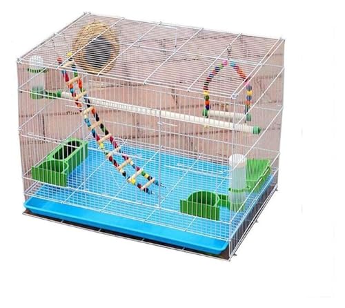 Bird Cagesolid weiße Vogelkäfige Eisendraht -Papageikäfige mit Spielzeugleiter Trinkbrunnen Vogel Nest (weiß 50 * 33 * 33 cm) von MEMEM