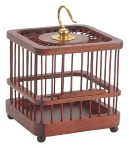 Vogelkäfig Solid Bambus Vogelträger Vintage Square Vogelkäfig Haushalt rundes Vogelkäfige tragbare Flugkäfig for Außenhof (Quadrat B) von MEMEM