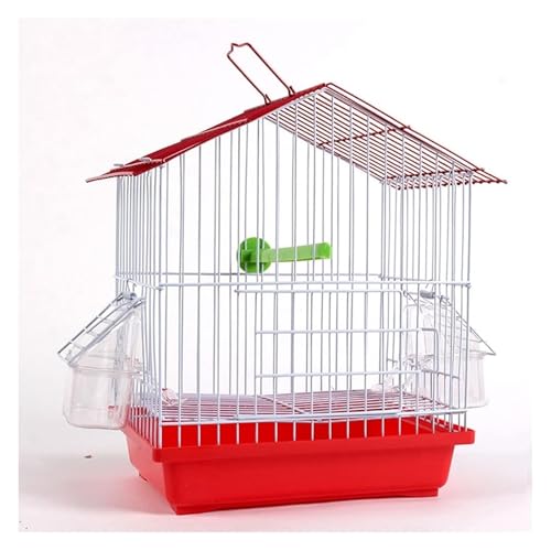Vogelkäfigbird -Käfig/Vogelkäfige Dachvogelkäfig ， Wellenloser Vogelkäfig mit Fütterungsbox ， Metallvogelkäfig ， Zierbadekäfig for kleine Kanarische Vögel Vogelkäfig -Papageien, Rojo von MEMEM