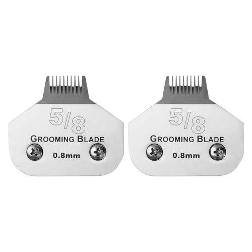 MEMIRY 2 Stück abnehmbare Fellpflege-Klingen für Hunde, Größe 5/8, kompatibel mit Andis, Oster A5, Wahl KM10 Serie, Schnittlänge 0,8 mm, Silber (5/8 Zehen 0,8 mm, 2 Stück) von MEMIRY
