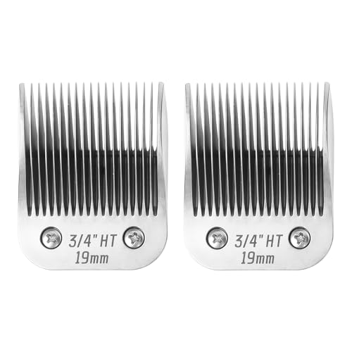 MEMIRY 2 Stück abnehmbare Hundepflegeklingen, Größe 3/4H, kompatibel mit Andis, Oster A5, Wahl KM10 Serie, Schnittlänge 19 mm, Silber (3/4HT 19 mm, 2 Stück) von MEMIRY