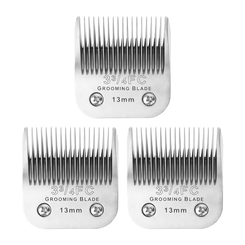 MEMIRY 3 Stück abnehmbare Hundepflegeklingen, kompatibel mit Andis, Oster A5, Wahl KM10 Serie, Schnittlänge 13 mm, Silber (3-3/4FC 13 mm, 3 Stück) von MEMIRY