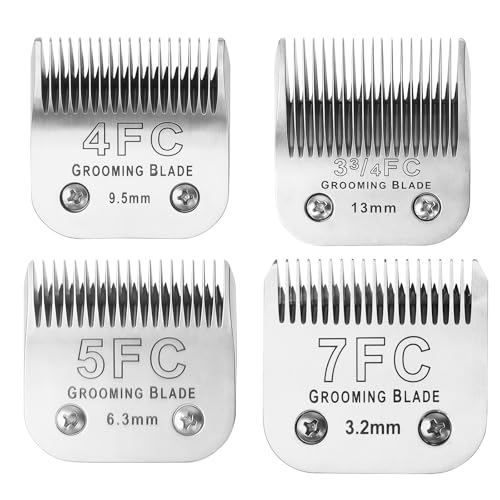 MEMIRY 4FC+5FC+7FC+3-3/4FC abnehmbare Hundepflegeklingen, kompatibel mit Andis, Oster A5, Wahl KM10 Serie, Schnittlänge 3,2 mm - 13 mm, Silber MEMIRY 4FC+5FC+7FC+3-3/4FC abnehmbare Hundepflegeklingen, kompatibel mit Andis, Oster A5, Wahl KM10 Serie, Schnittlänge 3,2 mm - 13 mm, Silber von MEMIRY
