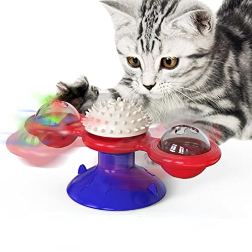 MEMMZY Windmühle Katze Spielzeug Interaktives Haustier Spielzeug für Katzen Puzzle Katze Spiel Spielzeug mit Wirbel Drehscheibe für Kätzchen Bürste Zähne Haustierbedarf von MEMMZY