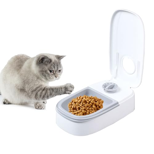 MENAYODA Automatischer Futterspender für Haustier, 2 Mahlzeiten Automatischer Katzen Futterspender mit 48-Stunden-Timer, Trocken- und Nassfutterspenderfür Hunde und Katzen (350ml) von MENAYODA