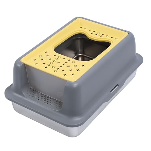 23,62 X 15,94 X 13,19 Zoll, Extra Große, Geschlossene Katzentoilette aus Edelstahl, XL-Katzentoilette aus Metall mit Hohen Seiten für Große Katzen, Einfache Reinigung (Grau und 23,62 X 15,94 X 13,19 Zoll, Extra Große, Geschlossene Katzentoilette aus Edelstahl, XL-Katzentoilette aus Metall mit Hohen Seiten für Große Katzen, Einfache Reinigung (Grau und von MENDUNER