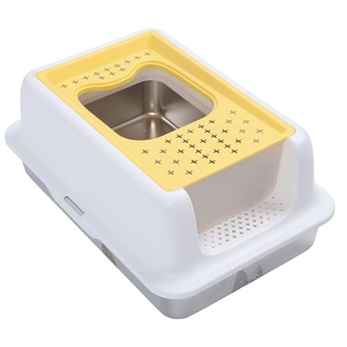 23,62 X 15,94 X 13,19 Zoll, Extra Große, Geschlossene Katzentoilette aus Edelstahl, XL-Katzentoilette aus Metall mit Hohen Seiten für Große Katzen, Einfache Reinigung (Weiß und 23,62 X 15,94 X 13,19 Zoll, Extra Große, Geschlossene Katzentoilette aus Edelstahl, XL-Katzentoilette aus Metall mit Hohen Seiten für Große Katzen, Einfache Reinigung (Weiß und von MENDUNER