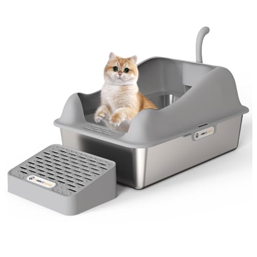 Edelstahl Katzenklo XXL, L60 x T40 x H15 cm Katzentoilette Edelstahl, Cat Litter Box Groß Für Große Katzen, Auslaufsicher & Leicht Zu Reinigen, Katzentoilette Hoher Rand Edelstahl Katzenklo XXL, L60 x T40 x H15 cm Katzentoilette Edelstahl, Cat Litter Box Groß Für Große Katzen, Auslaufsicher & Leicht Zu Reinigen, Katzentoilette Hoher Rand von MENDUNER