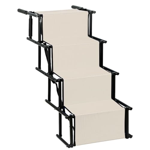 Faltbare Hundetreppe Auto, 4 Stufen, Leichte Kletterleiter für Hunde und Katzen hundetreppe große Hunde (Beige, 139x76cm, 4) von MENGDA