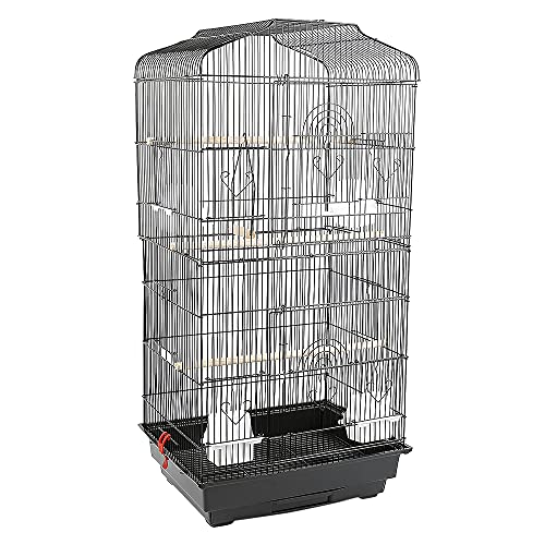 Großer Vogelkäfig für Wellensittiche, Schwarz, Metall,Vogelkäfig wellensittich,Voliere,Vogelvoliere (Schwarz) von MENGDA