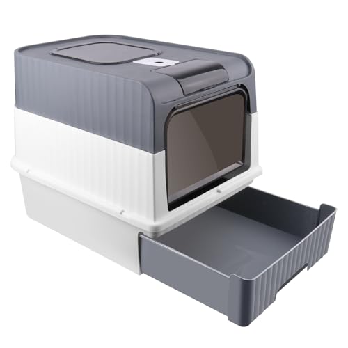 UV-Sterilisations Katzentoilette, Großes Katzenklo mit LED-Beleuchtung, Selbstreinigende Katzenbox, Grau (grau) von MENGDA