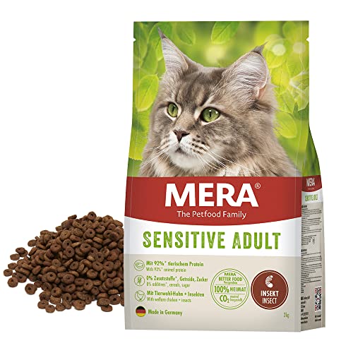 MERA Cats Sensitive Adult Insect, Trockenfutter für sensible Katzen, getreidefrei und nachhaltig, Katzentrockenfutter mit hohem Fleischanteil und Insektenprotein, 2 kg von MERA