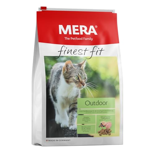MERA finest fit Outdoor, Katzenfutter trocken für aktive Katzen, Trockenfutter aus frischem Geflügel und Reis, gesundes Futter für Freigänger, ohne Zucker (4 kg) von MERA