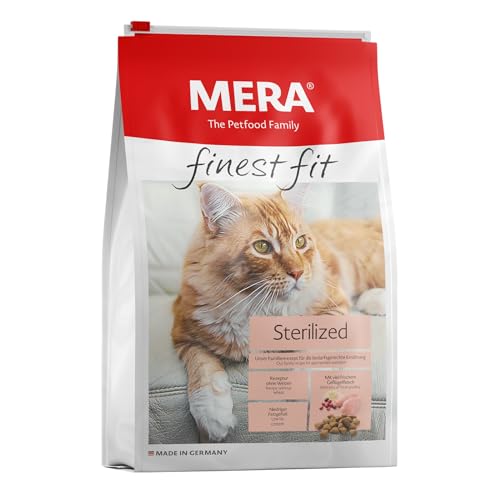 MERA finest fit Sterilized, Katzenfutter trocken für sterilisierte oder kastrierte Katzen, Trockenfutter aus frischem Geflügel und Reis, fettarmes Futter ohne Zucker (4 kg) von MERA
