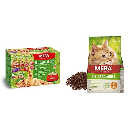 MERA Cats Adult Nassfutter Multibox & Cats All Cats Huhn, Trockenfutter für ausgewachsene Katzen, getreidefrei & nachhaltig, mit hohem Fleischanteil, 2 kg von MERA