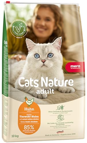 MERA Cats Nature Huhn Premium Katzenfutter Trocken 10kg | Getreidefrei & zuckerfrei | Adult Katzen Trockenfutter hoher Fleischanteil | Dry Cat Food von MERA