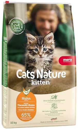 MERA Cats Nature Huhn Premium Kitten Trockenfutter für Katzen 10kg | Getreidefrei & zuckerfrei | Katzenfutter Trocken mit hohen Fleischanteil & Colostrum | Dry Cat Food von MERA