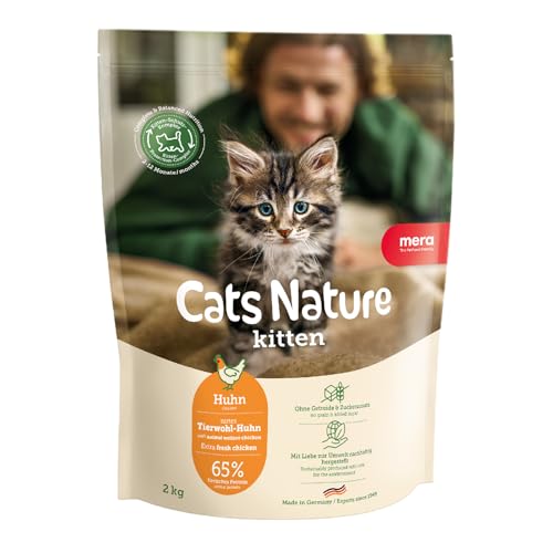 MERA Cats Nature Huhn Premium Kitten Trockenfutter für Katzen 2kg | Getreidefrei & zuckerfrei | Katzenfutter Trocken mit hohen Fleischanteil & Colostrum | Dry Cat Food von MERA