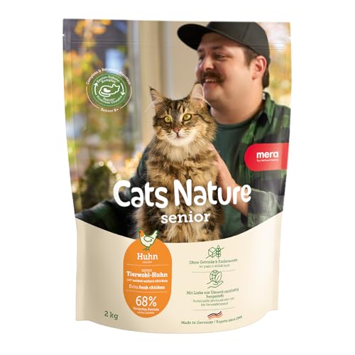 MERA Cats Nature Huhn Premium Senior Katzenfutter Trocken 2kg | Getreidefrei, zuckerfrei & nierenschonend | Trockenfutter für Katzen mit hohen Fleischanteil | Dry Cat Food von MERA