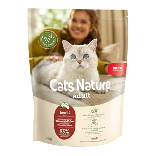 MERA Cats Nature Insekt Premium Katzenfutter Trocken 2kg | Getreidefrei & zuckerfrei | Nachhaltig & mit viel Insektenprotein | Adult Katzen Trockenfutter | Dry Cat Food von MERA