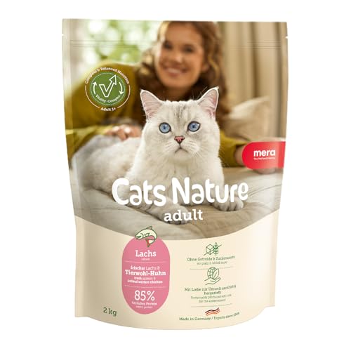 MERA Cats Nature Lachs Premium Katzenfutter Trocken 2kg | Getreidefrei & zuckerfrei | Adult Katzen Trockenfutter hoher Fleischanteil | Dry Cat Food von MERA