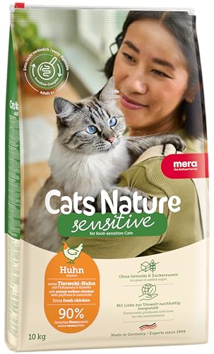 MERA Cats Nature Sensitive Huhn Katzenfutter Trocken 10kg | Mono-Protein, getreidefrei & zuckerfrei | Katzen Trockenfutter hoher Fleischanteil & leicht verdaulich von MERA