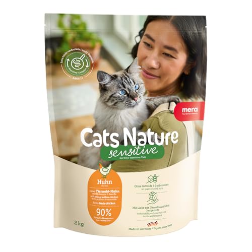 MERA Cats Nature Sensitive Huhn Katzenfutter Trocken 2kg | Mono-Protein, getreidefrei & zuckerfrei | Katzen Trockenfutter hoher Fleischanteil & leicht verdaulich von MERA
