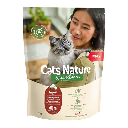 MERA Cats Nature Sensitive Insekt Katzenfutter Trocken 2kg | Mono-Protein, getreidefrei & zuckerfrei | Katzen Trockenfutter hoher Fleischanteil & leicht verdaulich von MERA
