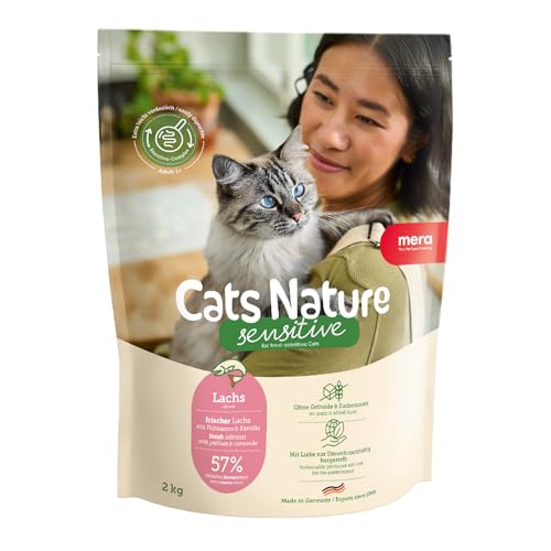 MERA Cats Nature Sensitive Lachs Katzenfutter Trocken 2kg | Mono-Protein, getreidefrei & zuckerfrei | Katzen Trockenfutter hoher Fleischanteil & leicht verdaulich von MERA