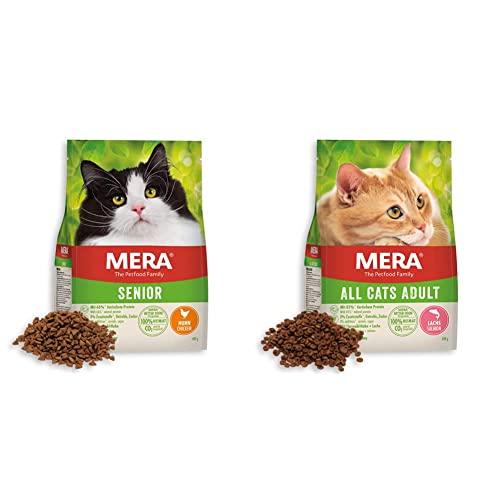 MERA Cats Senior Huhn & All Cats Lachs - Trockenfutter für Sensible Katzen, Getreidefrei & Nachhaltig, Mit Hohem Fleischanteil, 2 kg von MERA