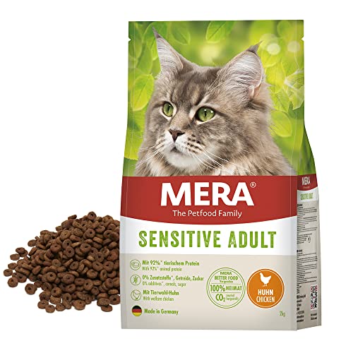 MERA Cats Sensitive Adult Huhn, Trockenfutter für Sensible Katzen, getreidefrei & nachhaltig, Katzentrockenfutter mit hohem Fleischanteil, 10 kg von MERA