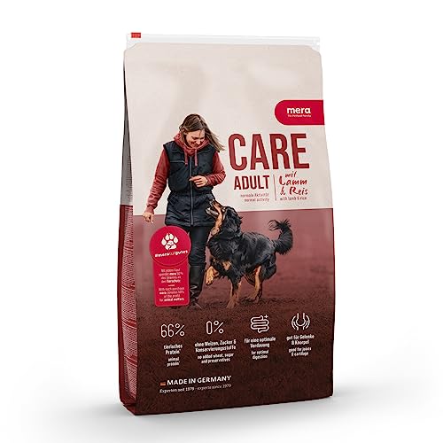 MERA Essential Lamm und Reis, Hundetrockenfutter ohne Weizen, 70 Prozent tierisches Protein, Hundefutter zur Unterstützung von Fell, Gelenken und Immunsystem, 3x1kg von MERA