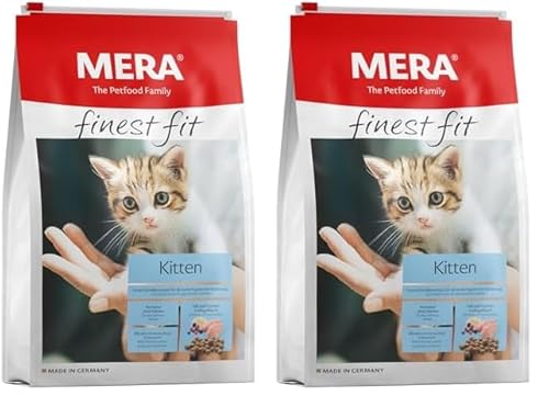 MERA Finest fit Kitten, Junior Katzenfutter trocken für Babykatzen bis 1 Jahr, Trockenfutter aus frischem Geflügel und Reis, gesundes Futter für Junge Katzen, ohne Zucker (1,5 kg) (Packung mit 2) von MERA