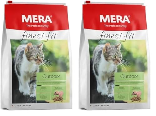 MERA Finest fit Outdoor, Katzenfutter trocken für aktive Katzen, Trockenfutter aus frischem Geflügel und Reis, gesundes Futter für Freigänger, ohne Zucker (1,5 kg) (Packung mit 2) von MERA
