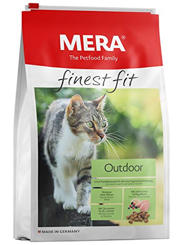 MERA Finest fit Outdoor, Katzenfutter trocken für aktive Katzen, Trockenfutter aus frischem Geflügel und Reis, gesundes Futter für Freigänger, ohne Zucker (400 g) von Mera Cat