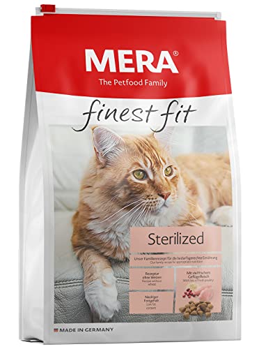 MERA Finest fit Sterilized, Katzenfutter trocken für sterilisierte oder kastrierte Katzen, Trockenfutter aus frischem Geflügel und Reis, fettarmes Futter ohne Zucker (400 g) von Mera Cat