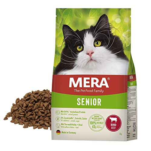 MERA Cats Senior Rind, Trockenfutter für Sensible Katzen, getreidefrei & nachhaltig, Katzentrockenfutter mit hohem Fleischanteil, 2 kg von MERA