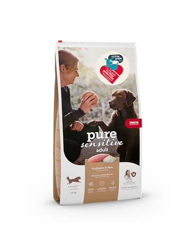 MERA Pure Sensitive Truthahn & Reis Vorteilspack (14kg), Hundefutter trocken für Sensible Hunde, Trockenfutter aus Truthahn und Reis, Futter für ausgewachsene Hunde, ohne Weizen und Zucker von MERA