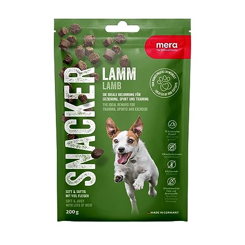 MERA Snacker Lamm (1 x 200g), getreidefrei, softe Hundeleckerli für Training oder als Snack, herzhafte fleischige Leckerlies für alle Hunde von MERA